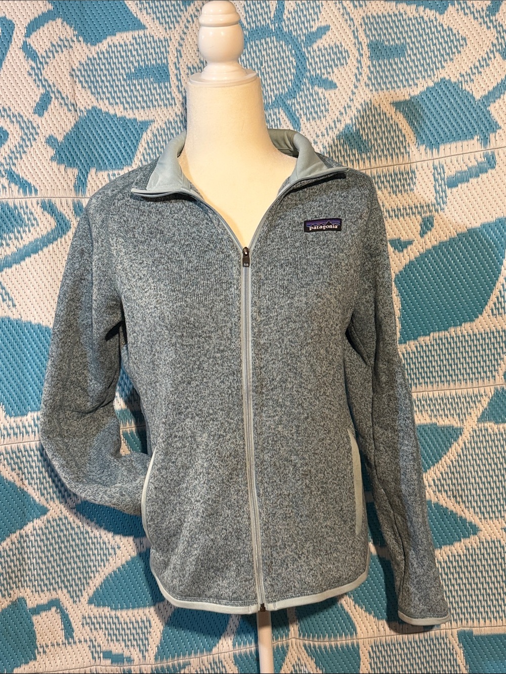 Women’s Patagonia Better Sweater in Heather Gray / Teal size Small
